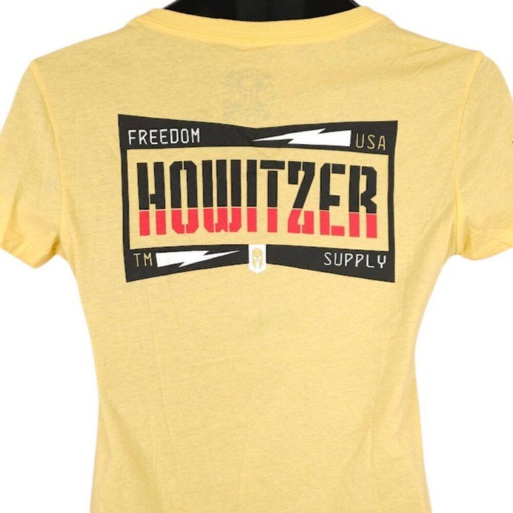 Howitzer T Shirt Womens Size Medium Yellow Freedom Supply Patriot